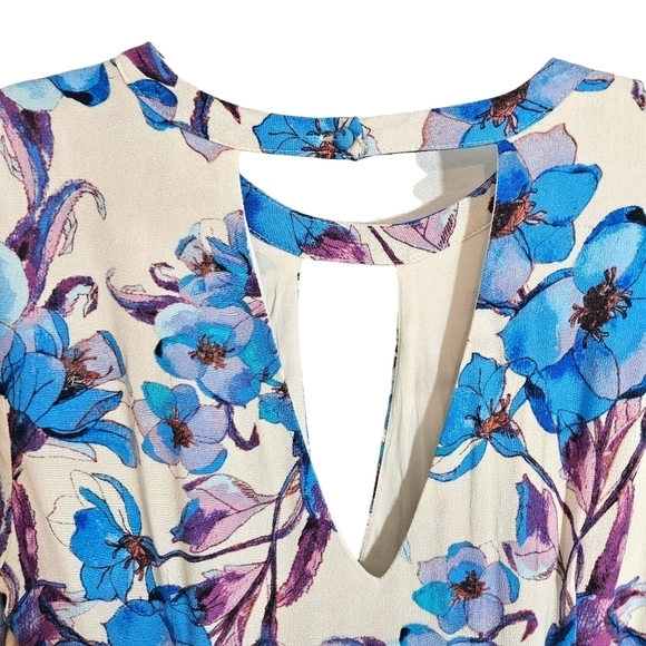 Free People Blue & Purple Floral "Tegan" Boho Dress - Picture 5 of 8